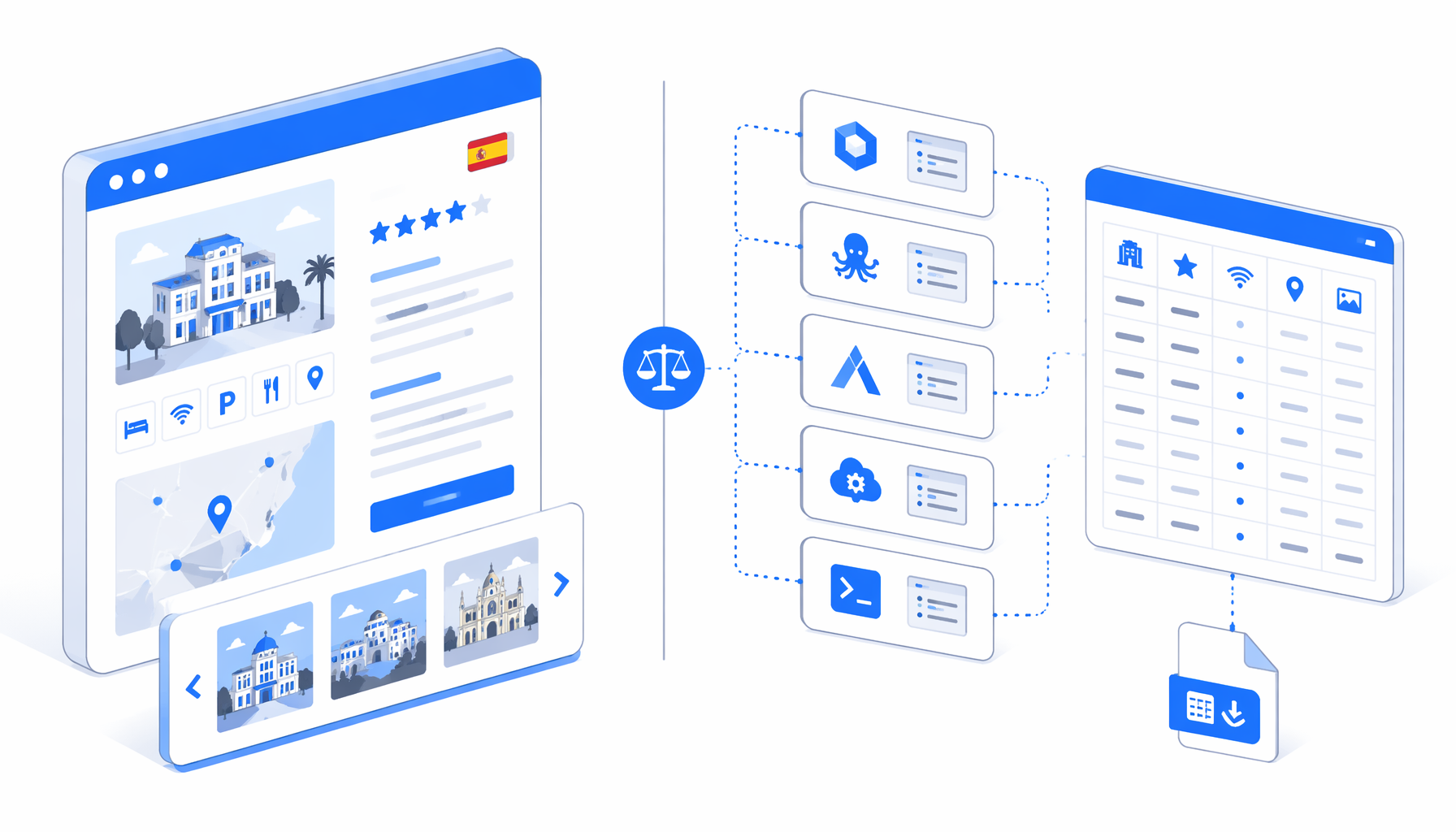 Booking.com Scraper Alternatives for Spanish Hotel Details: UScraper, Octoparse, Apify, APIs, and Scripts