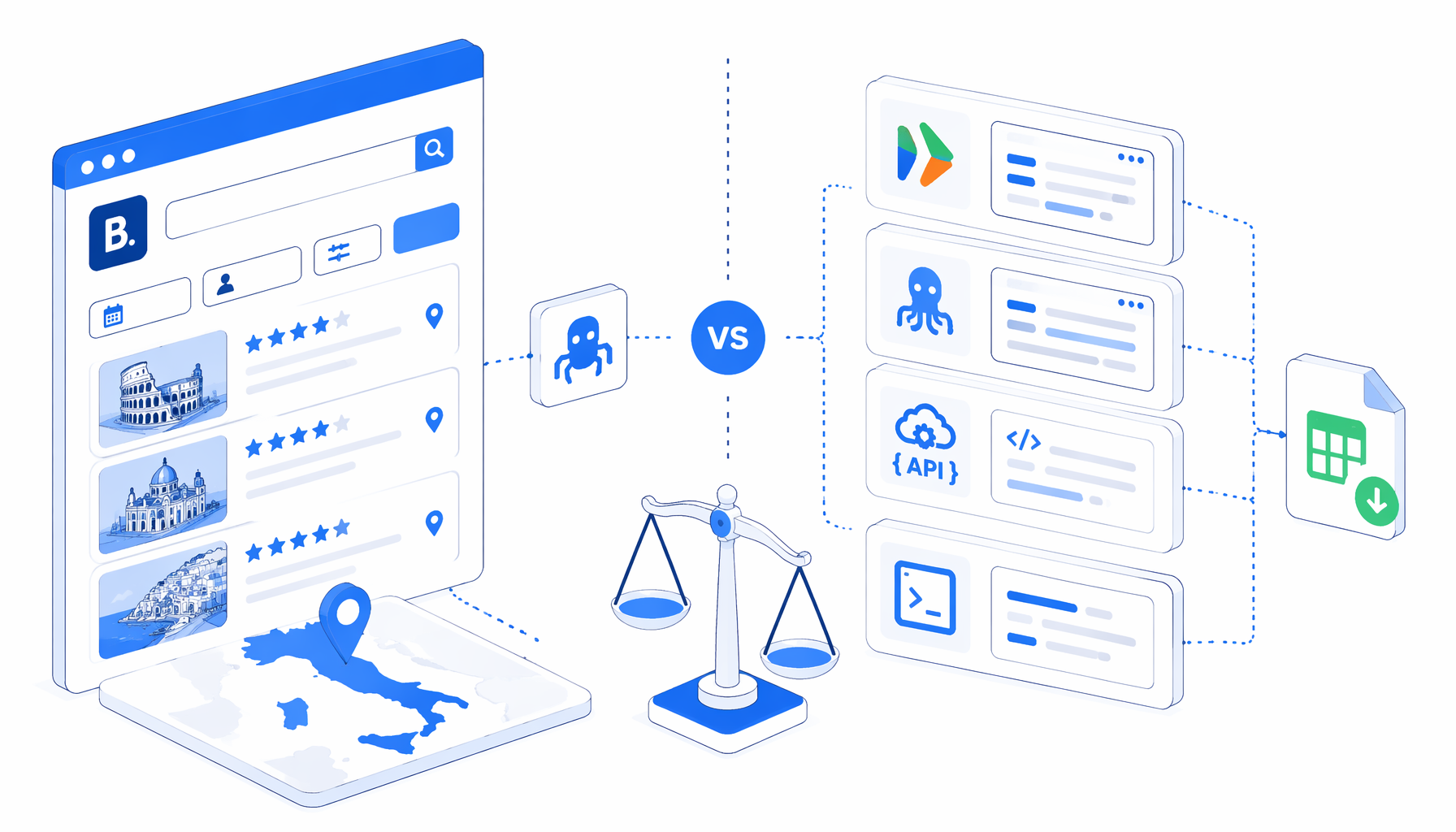 Best Booking.com Italy Hotel Scraper Alternatives: Apify, Octoparse, APIs, and Local CSV