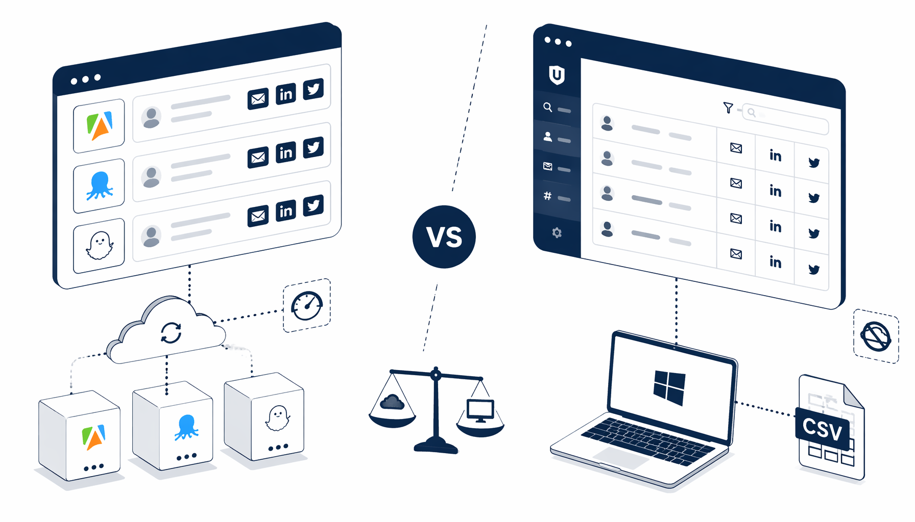 Email & Social Media Finder Export Compared (Actors, SaaS, Scripts, Local CSV)
