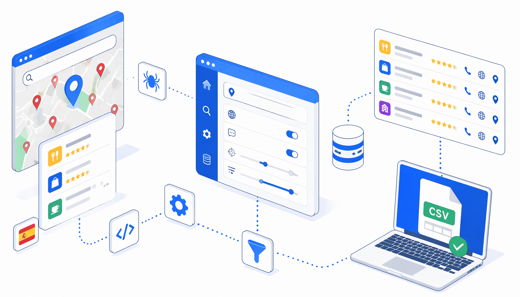 How to Scrape Google Maps Listings in Spanish to CSV with UScraper