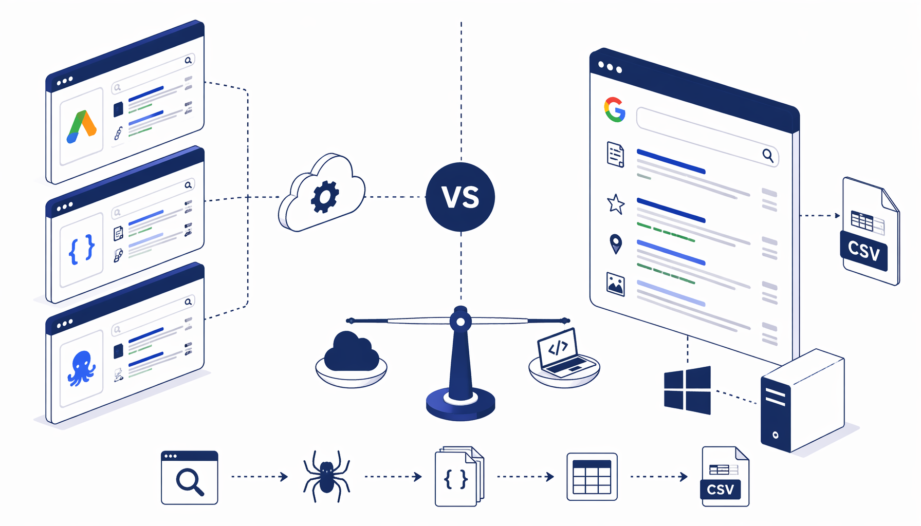 Google SERP Export Tools Compared (SERP APIs, Apify Actors, Local CSV)